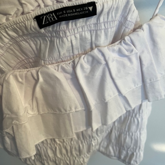 Zara white cropped frilly top size small - Picture 4 of 6